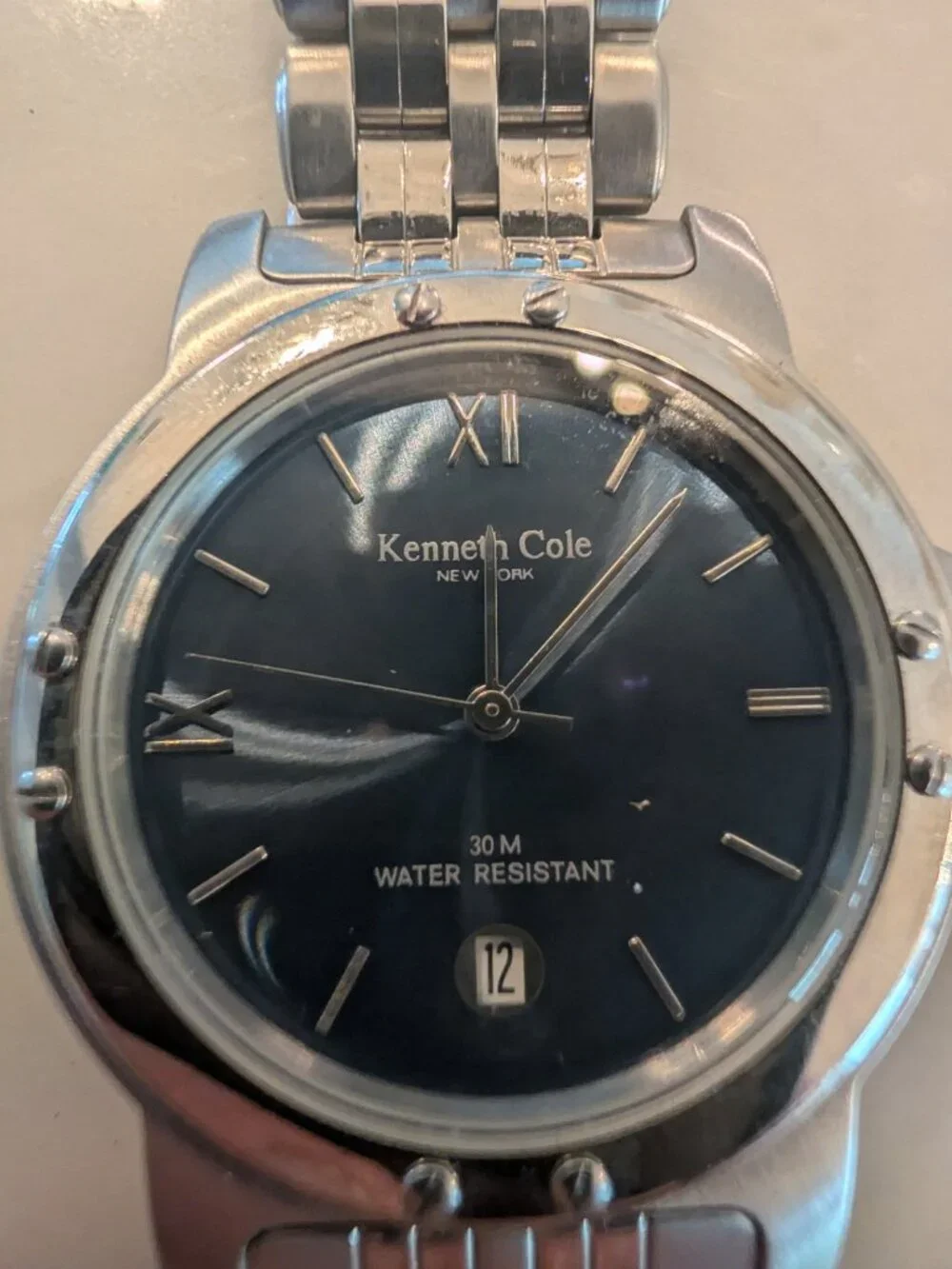 Kenneth Cole New York Men’s Stainless Steel Watch – Blue Dial – Date – 30M Water